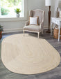 Ivory 8' x 10' Braided Chindi Oval Rug