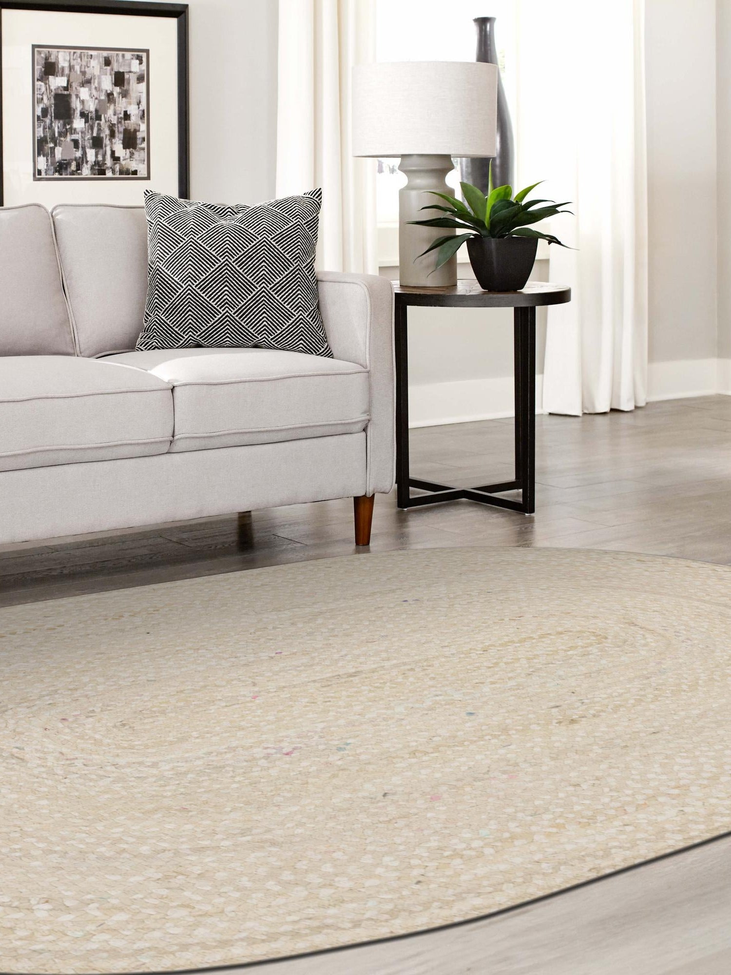 Ivory 5' 1 x 8' Braided Chindi Oval Area Rug 100% Cotton Hand Braided Natural Eco-Friendly Boho Style Modern Carpet for Living Rooms Dining Office Dorm for Sale at Rug Engine