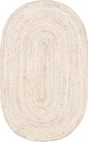 Ivory 5' 1 x 8' Braided Chindi Oval Rug
