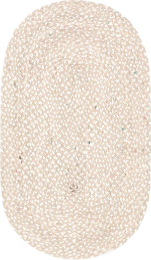 Ivory 3' 3 x 5' 1 Braided Chindi Oval Rug