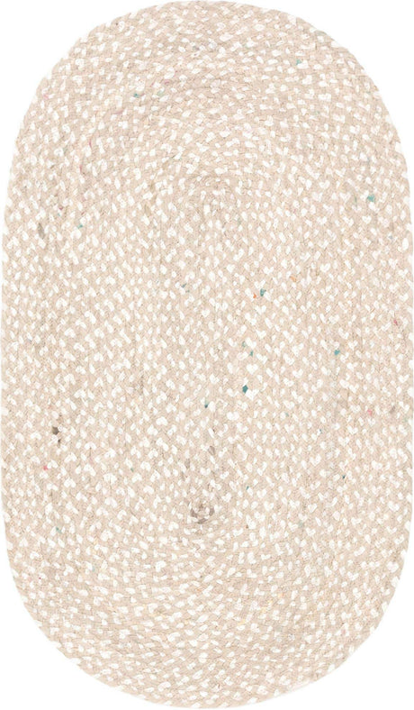 Ivory 3' 3 x 5' 1 Braided Chindi Oval Rug
