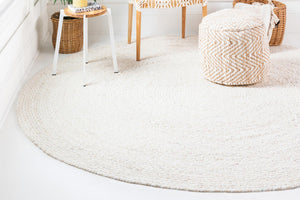 Ivory 3' 3 x 3' 3 Braided Chindi Round Rug