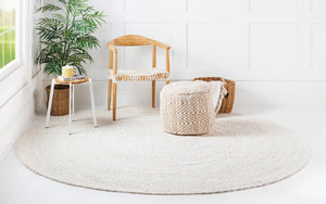 Ivory 3' 3 x 3' 3 Braided Chindi Round Rug