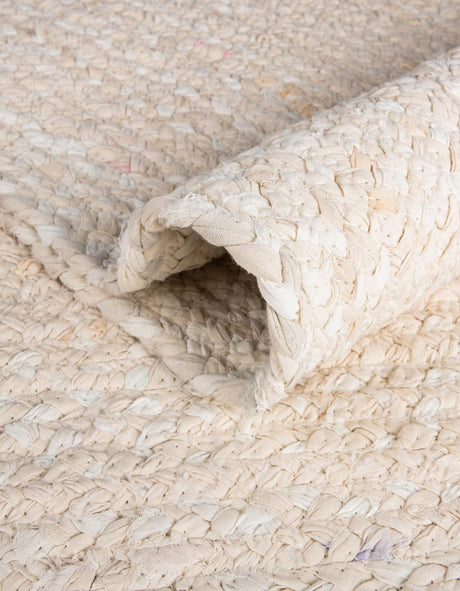 Ivory 3' 3 x 3' 3 Braided Chindi Round Area Rug 100% Cotton Hand Braided Natural Eco-Friendly Boho Style Modern Carpet for Living Rooms Dining Office Dorm for Sale at Rug Engine