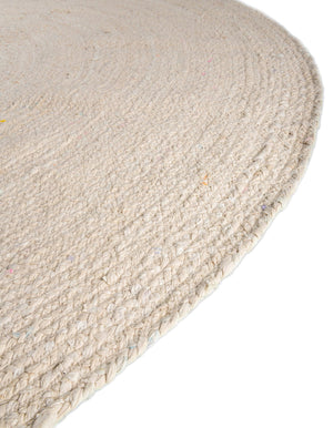 Ivory 3' 3 x 3' 3 Braided Chindi Round Rug