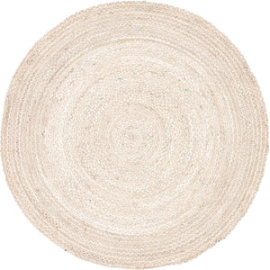 Ivory 8' x 8' Braided Chindi Round Rug