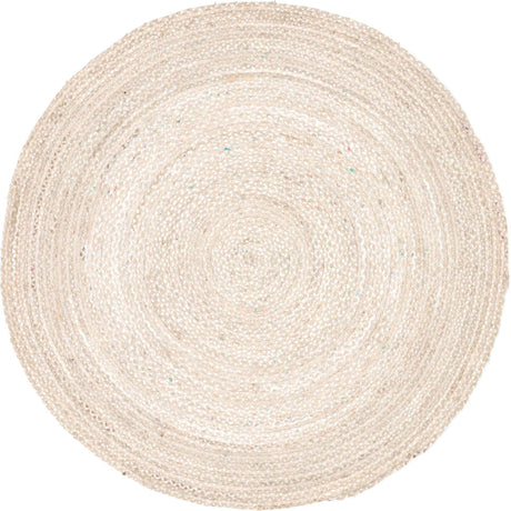 Ivory 8' x 8' Braided Chindi Round Rug
