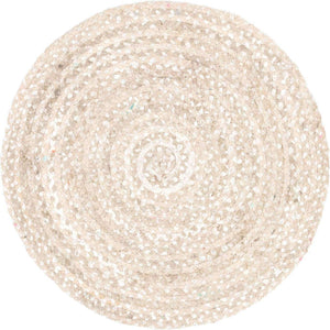 Ivory 3' 3 x 3' 3 Braided Chindi Round Rug