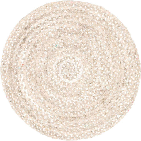 Ivory 3' 3 x 3' 3 Braided Chindi Round Rug