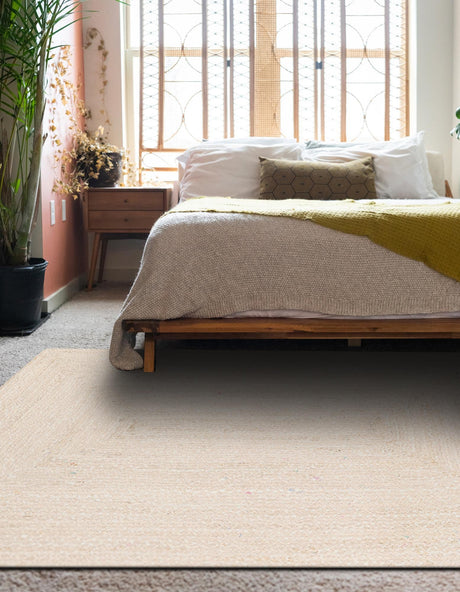 Ivory 2' x 3' 1 Braided Chindi Rectangle Area Rug 100% Cotton Hand Braided Natural Eco-Friendly Boho Style Modern Carpet for Living Rooms Dining Office Dorm for Sale at Rug Engine