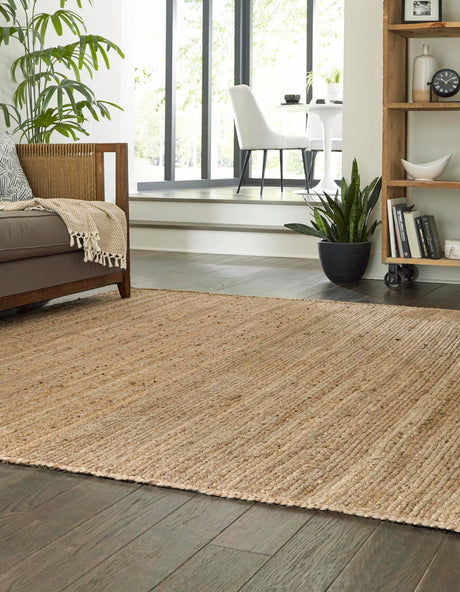 Natural 6' 1 x 6' 1 Braided Jute Square Area Rug 100% Jute Hand Braided Natural Eco-Friendly Boho Style Carpet for Living Rooms Dining Office Space Dorms for Sale at Rug Engine