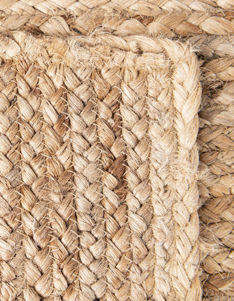 Natural 6' 1 x 6' 1 Braided Jute Square Area Rug 100% Jute Hand Braided Natural Eco-Friendly Boho Style Carpet for Living Rooms Dining Office Space Dorms for Sale at Rug Engine