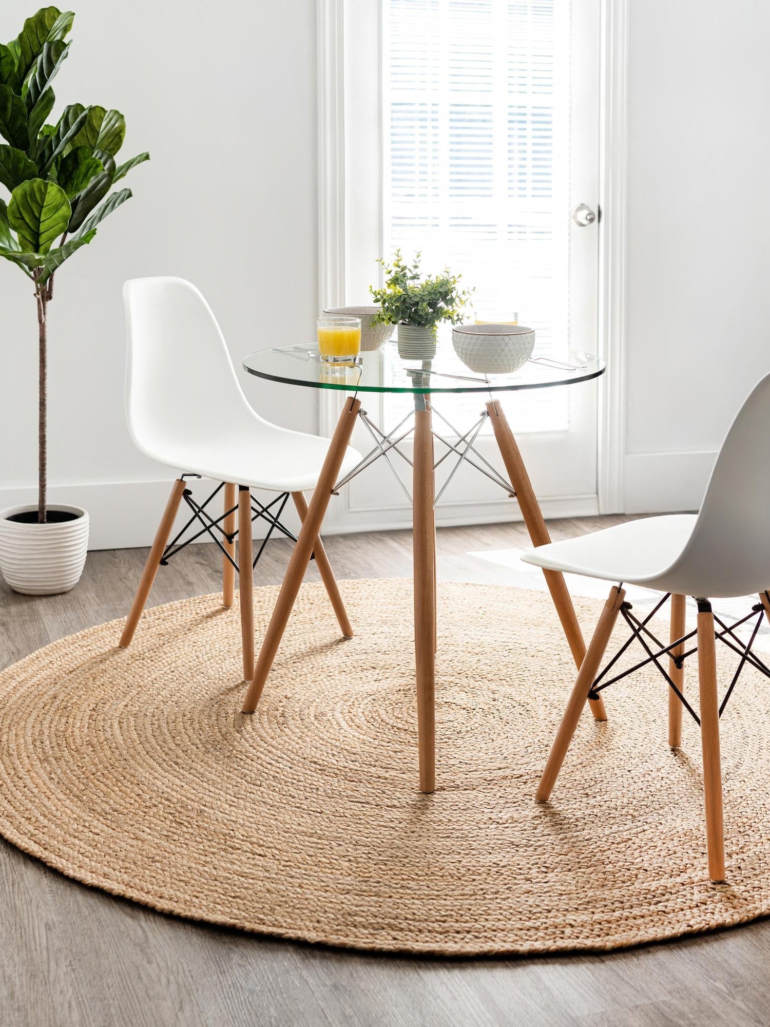 Natural 6' 1 x 6' 1 Braided Jute Round Area Rug 100% Jute Hand Braided Natural Eco-Friendly Boho Style Carpet for Living Rooms Dining Office Space Dorms for Sale at Rug Engine