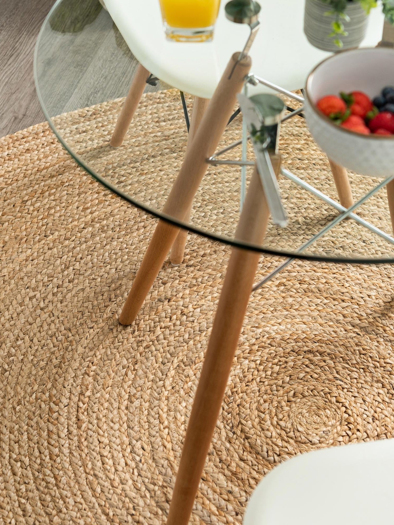Natural 8' x 8' Braided Jute Round Area Rug 100% Jute Hand Braided Natural Eco-Friendly Boho Style Carpet for Living Rooms Dining Office Space Dorms for Sale at Rug Engine