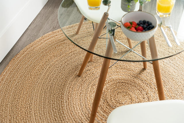 Natural 3' 3 x 3' 3 Braided Jute Round Rug