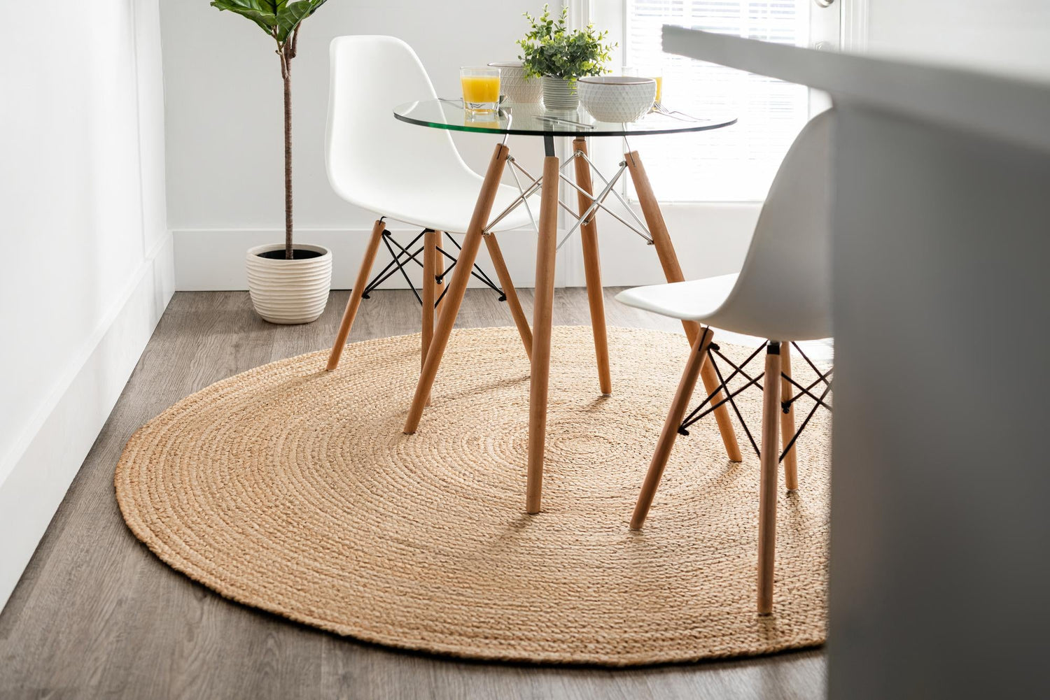 Natural 5' 1 x 5' 1 Braided Jute Round Area Rug 100% Jute Hand Braided Natural Eco-Friendly Boho Style Carpet for Living Rooms Dining Office Space Dorms for Sale at Rug Engine