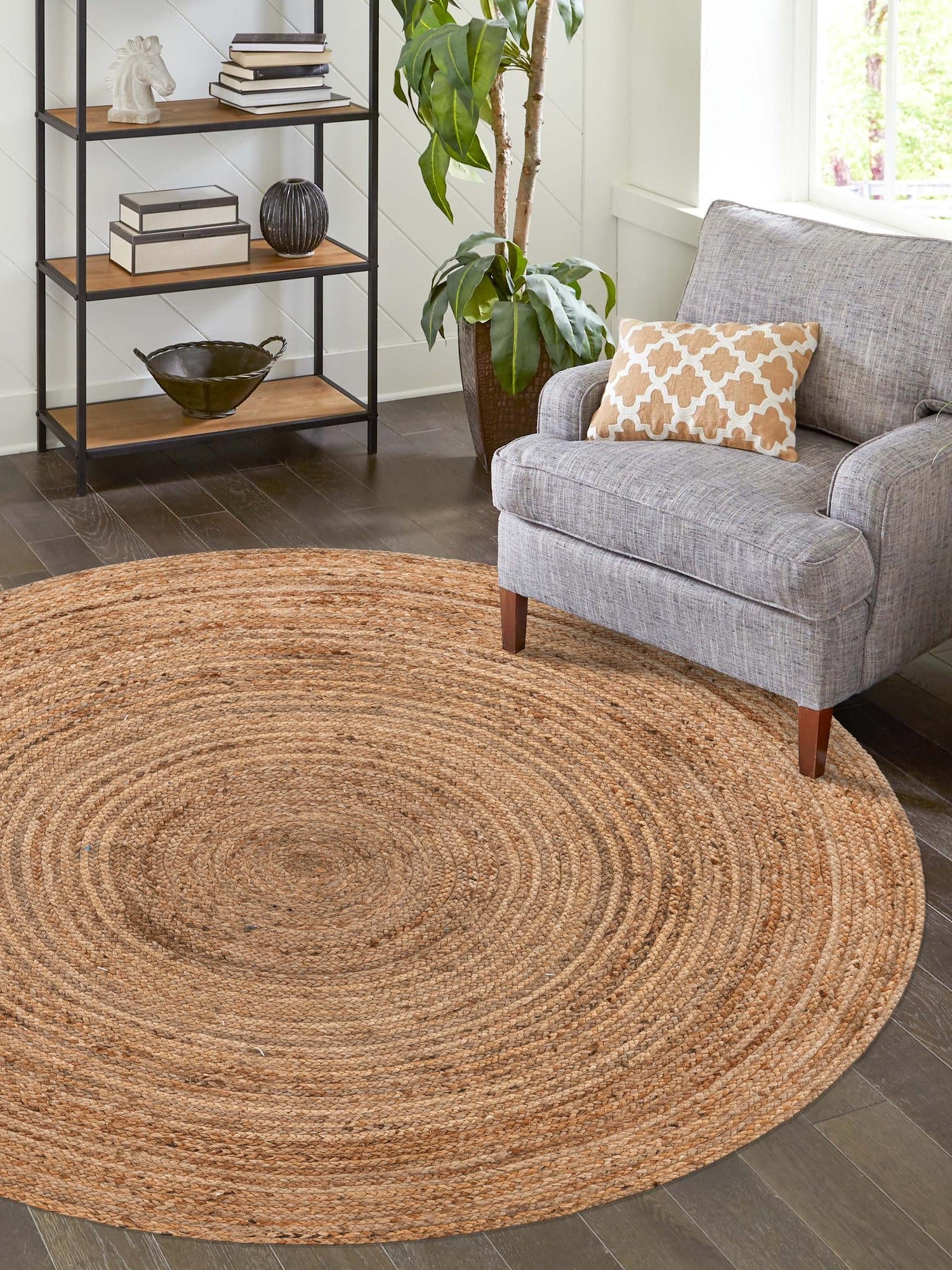 Natural 3' x 3' Braided Jute Round Area Rug 100% Jute Hand Braided Natural Eco-Friendly Boho Style Carpet for Living Rooms Dining Office Space Dorms for Sale at Rug Engine