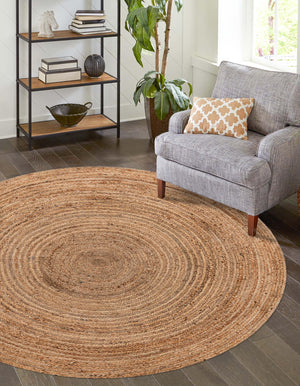 Natural 3' 3 x 3' 3 Braided Jute Round Rug