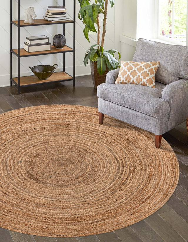 Natural 3' 3 x 3' 3 Braided Jute Round Rug