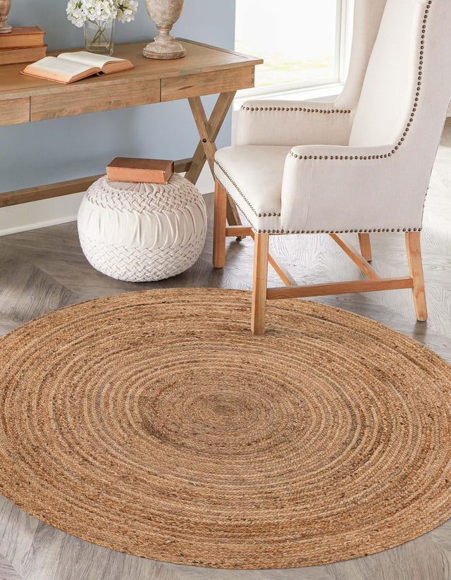Natural 3' 3 x 3' 3 Braided Jute Round Rug