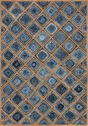 Blue 6' 1 x 9' Braided Jute Rectangle Area Rug 100% Jute Hand Braided Natural Eco-Friendly Boho Style Carpet for Living Rooms Dining Office Space Dorms for Sale at Rug Engine