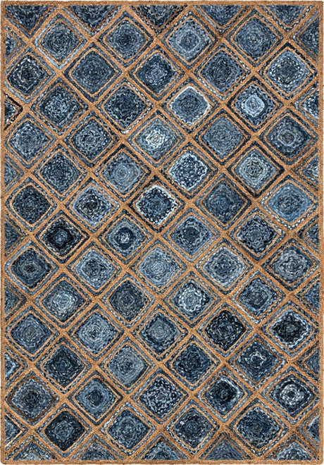 Blue 6' 1 x 9' Braided Jute Rectangle Rug