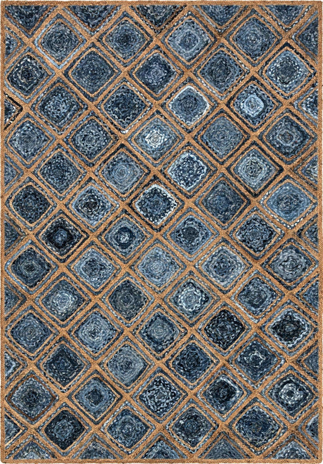 Blue 6' 1 x 9' Braided Jute Rectangle Area Rug 100% Jute Hand Braided Natural Eco-Friendly Boho Style Carpet for Living Rooms Dining Office Space Dorms for Sale at Rug Engine
