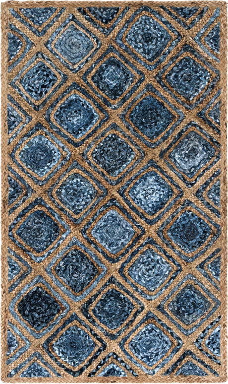 Blue 3' 3 x 5' 1 Braided Jute Rectangle Rug
