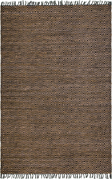 Black 6' 1 x 9' Braided Jute Rectangle Rug
