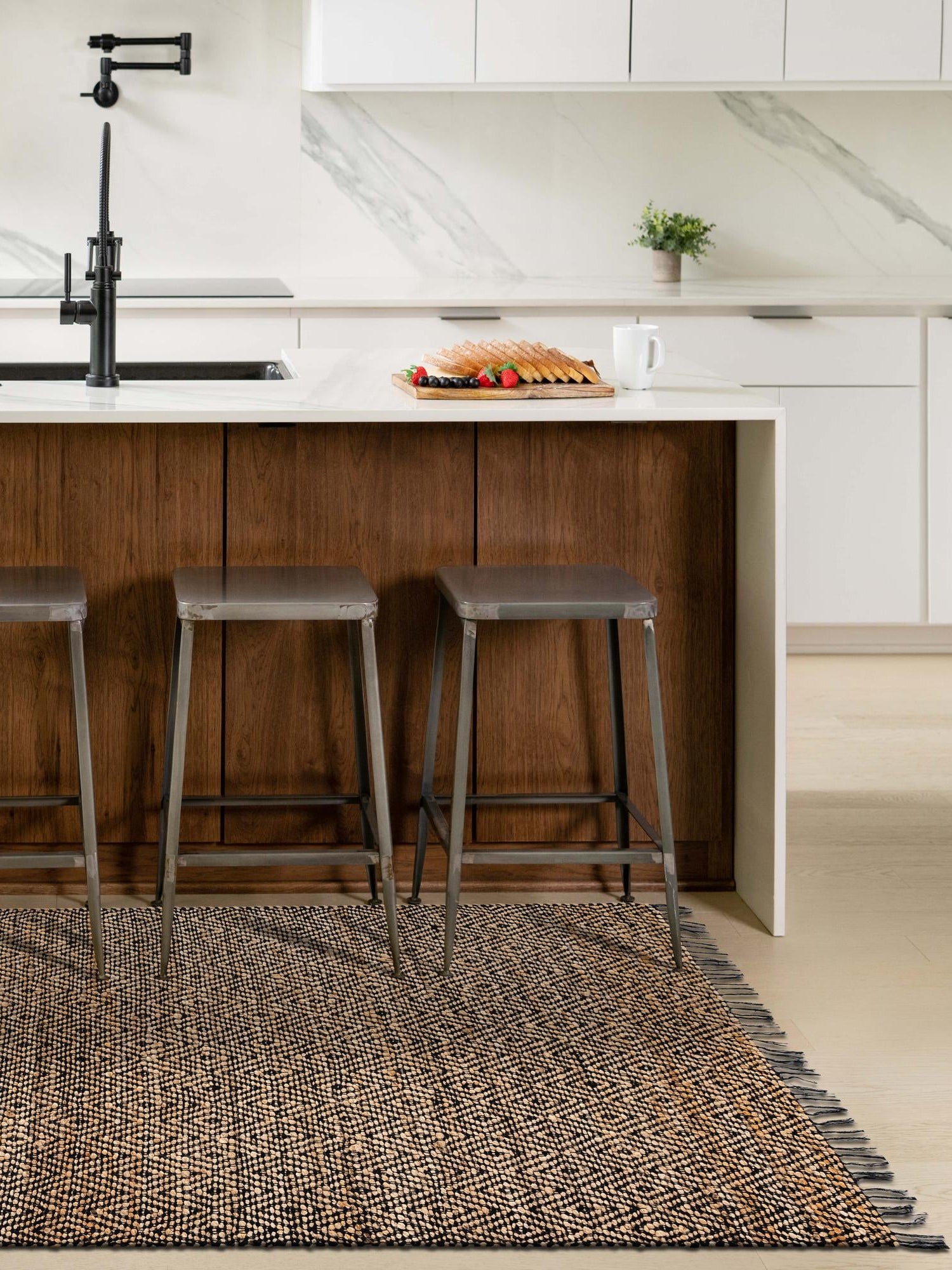 Black 4' 1 x 6' 1 Braided Jute Rectangle Area Rug 100% Jute Hand Braided Natural Eco-Friendly Boho Style Carpet for Living Rooms Dining Office Space Dorms for Sale at Rug Engine