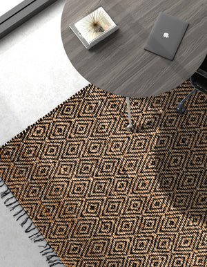 Black 5' 1 x 8' Braided Jute Rectangle Rug