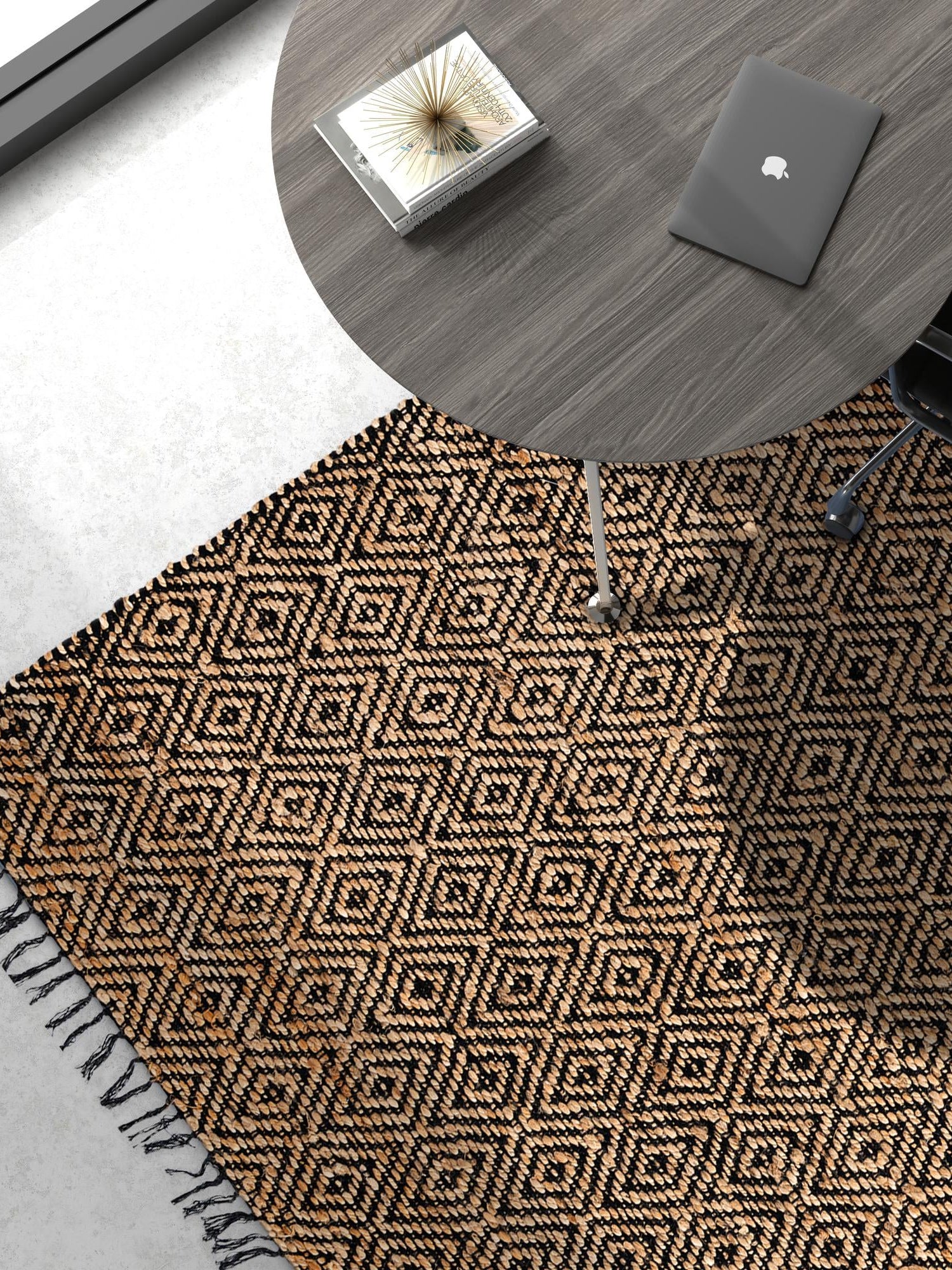 Black 7' 1 x 10' Braided Jute Rectangle Area Rug 100% Jute Hand Braided Natural Eco-Friendly Boho Style Carpet for Living Rooms Dining Office Space Dorms for Sale at Rug Engine