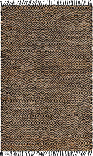 Black 5' 1 x 8' Braided Jute Rectangle Rug