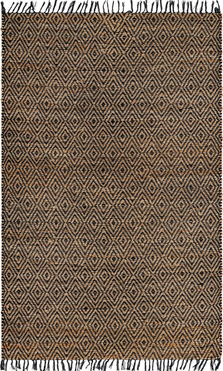 Black 5' 1 x 8' Braided Jute Rectangle Rug