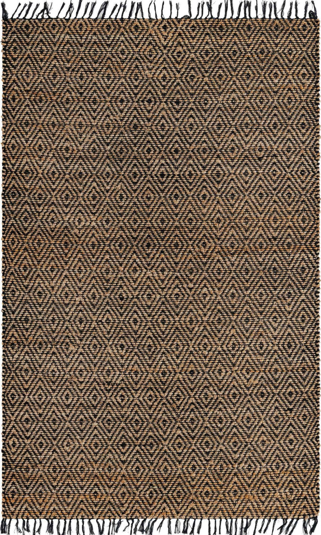 Black 5' 1 x 8' Braided Jute Rectangle Rug