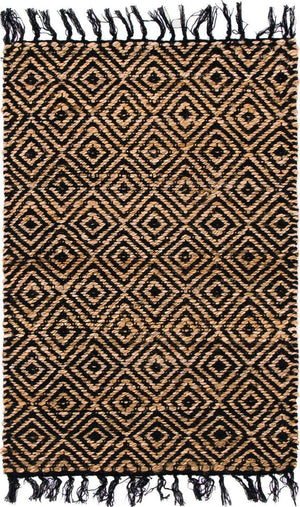 Black 2' x 3' 1 Braided Jute Rectangle Rug