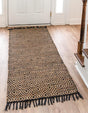 Black 2' 7 x 6' 1 Braided Jute Runner Area Rug 100% Jute Hand Braided Natural Eco-Friendly Boho Style Carpet for Living Rooms Dining Office Space Dorms for Sale at Rug Engine