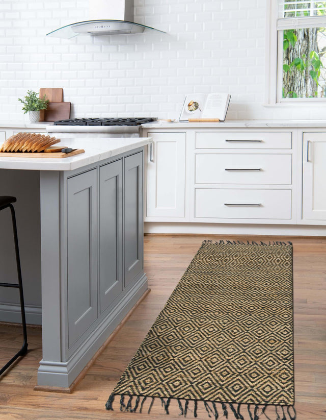 Black 2' 2 x 12' Braided Jute Runner Rug