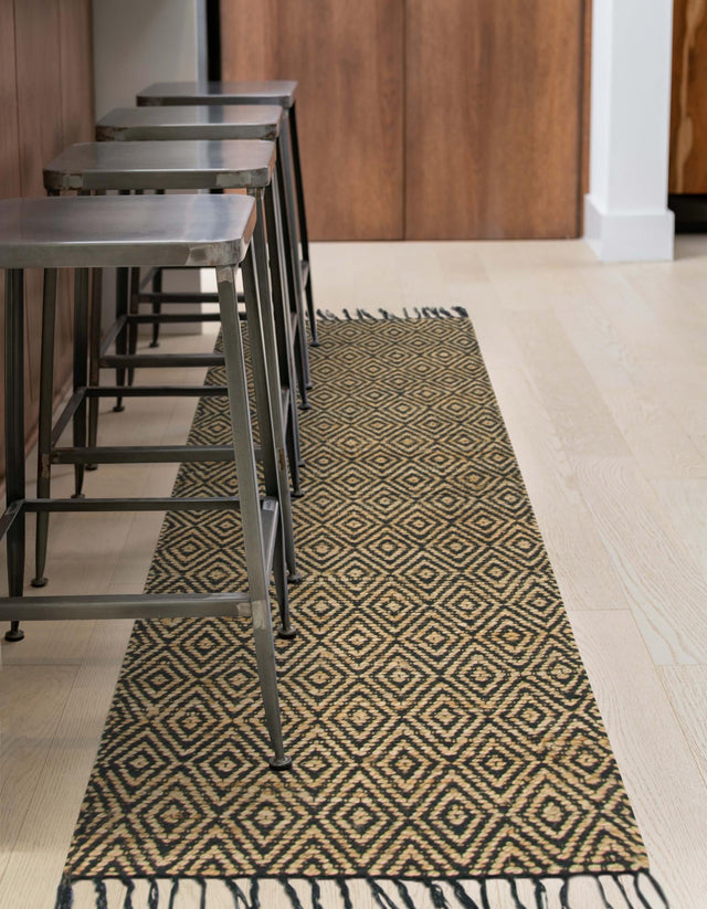 Black 2' 7 x 6' 1 Braided Jute Runner Area Rug 100% Jute Hand Braided Natural Eco-Friendly Boho Style Carpet for Living Rooms Dining Office Space Dorms for Sale at Rug Engine