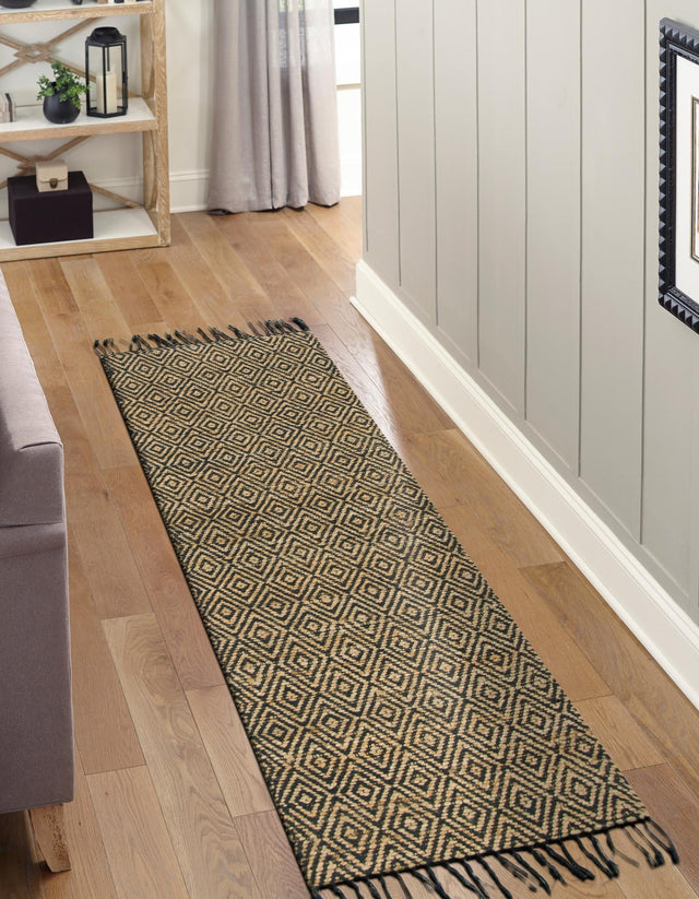 Black 2' 2 x 12' Braided Jute Runner Rug