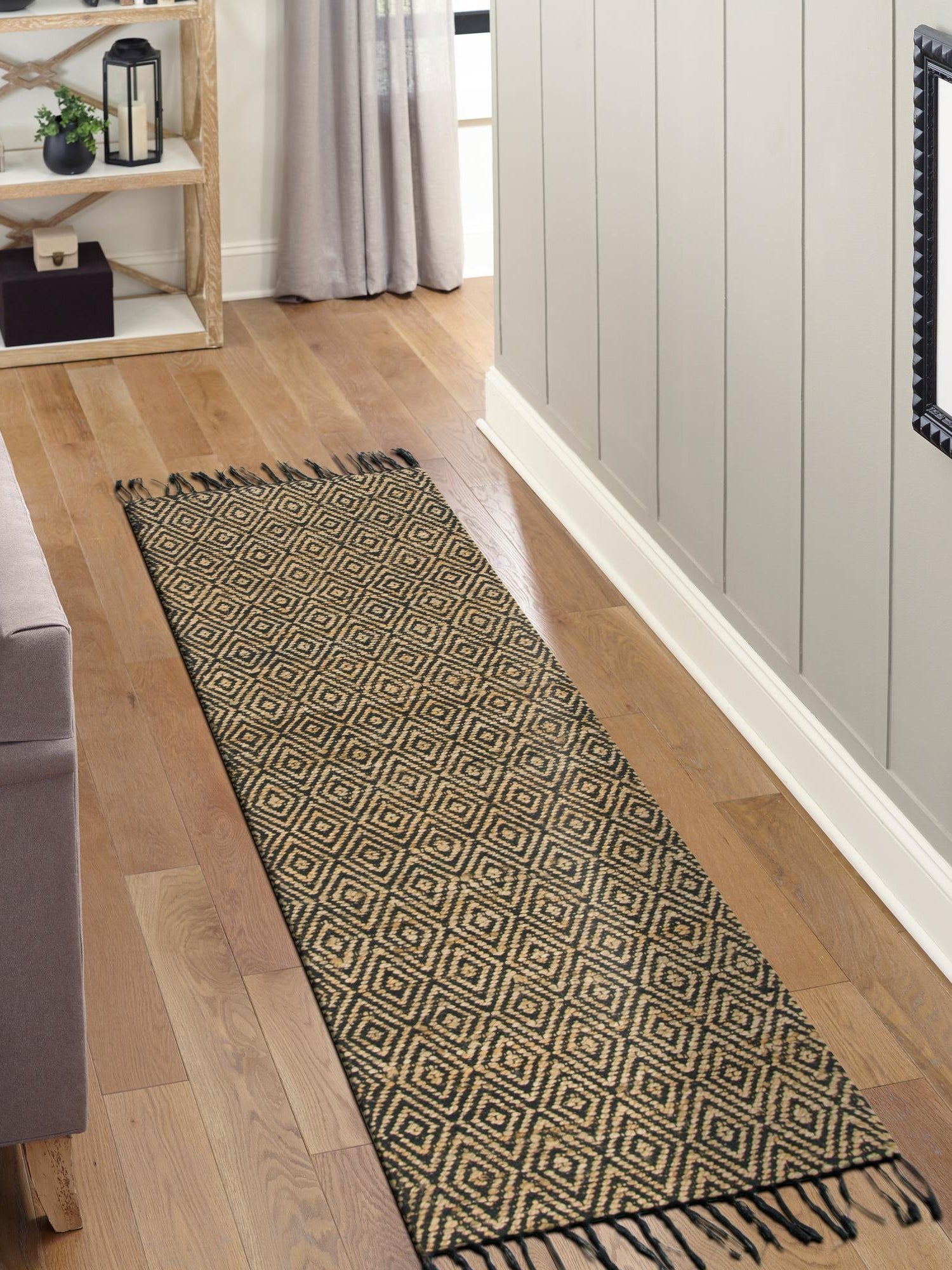 Black 2' 2 x 10' Braided Jute Runner Area Rug 100% Jute Hand Braided Natural Eco-Friendly Boho Style Carpet for Living Rooms Dining Office Space Dorms for Sale at Rug Engine