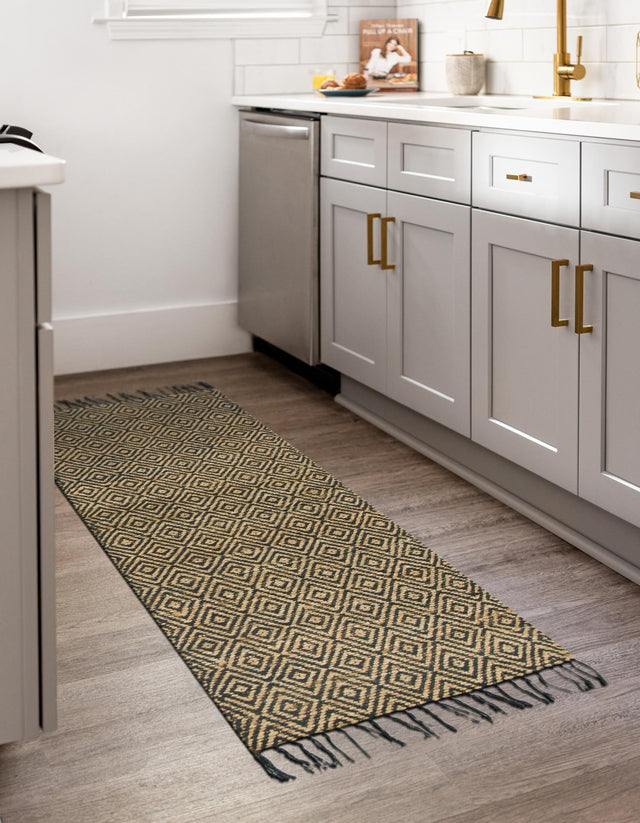 Black 2' 2 x 12' Braided Jute Runner Rug