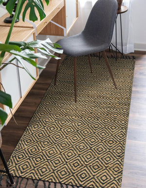 Black 2' 2 x 12' Braided Jute Runner Rug