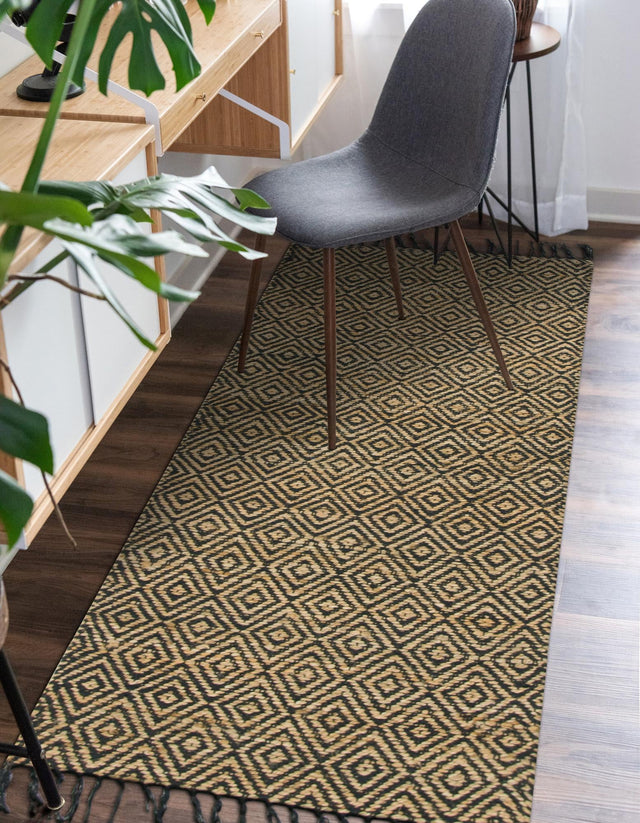 Black 2' 2 x 12' Braided Jute Runner Rug