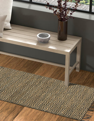 Black 2' 2 x 12' Braided Jute Runner Rug
