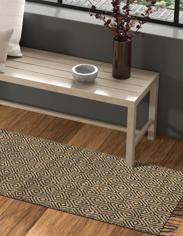 Black 2' 2 x 12' Braided Jute Runner Rug