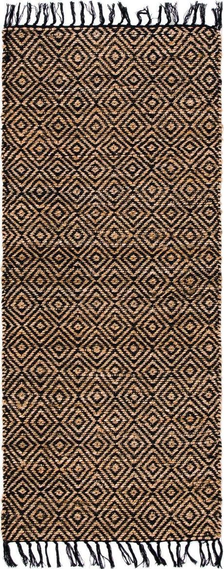 Black 3' x 6' 1 Braided Jute Runner Rug