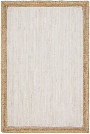 White 6' 1 x 9' Braided Jute Rectangle Rug