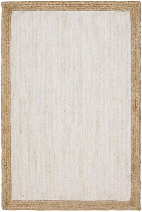 White 6' 1 x 9' Braided Jute Rectangle Rug