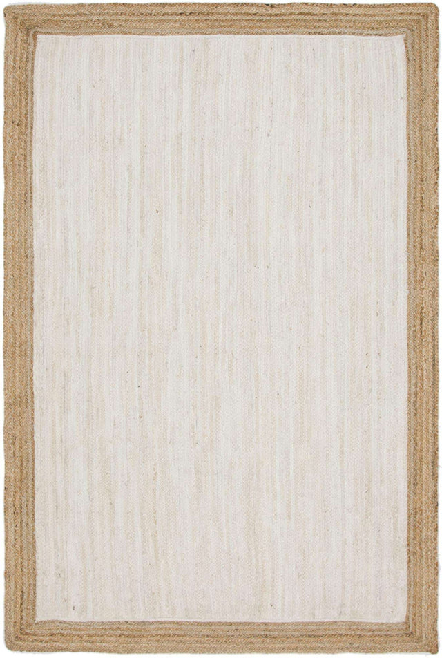 White 6' 1 x 9' Braided Jute Rectangle Rug